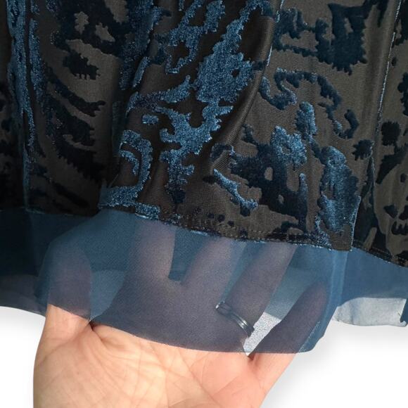 Simply Vera Vera Wang Iridescent Teal Velvet Burnout Blouse Women's Size PL - Picture 7 of 12